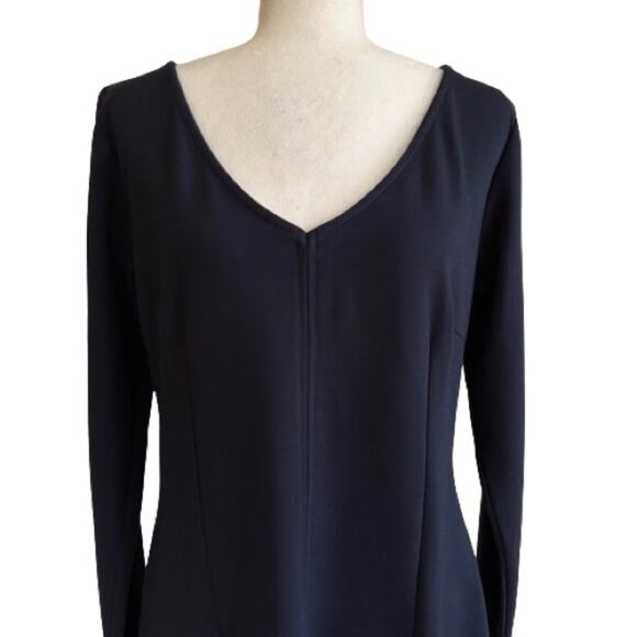 Chloe Kristyn Maggie Dress Navy Ponte Knit V-Neck Long Sleeve Sheath Large NEW - Picture 4 of 12